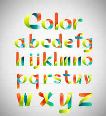 Ribbon alphabet  and colorful font.Lowercase a-z.
