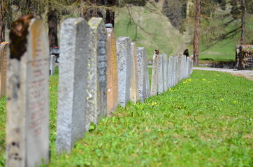 Naklejka premium Gravestones at cemetery - tombs