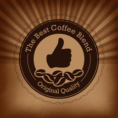 Premium coffee label over vintage background