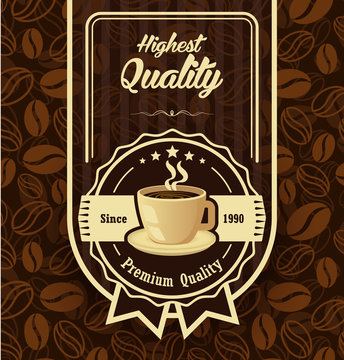 Brown pattern background with coffee label