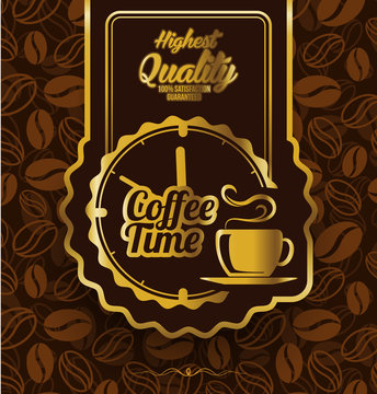 Coffee time label design over vintage background