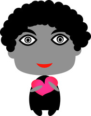 cute boy vector with heart