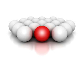 leadership concept red leader sphere of white crowd