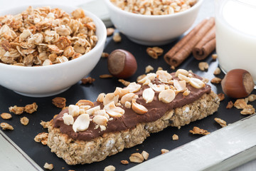 oat bar with chocolate and nuts