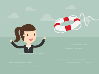 Business Woman With Life Preserver