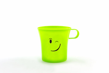 Colorful of facial expression on cup .