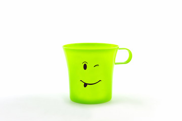 Colorful of facial expression on cup .