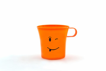 Colorful of facial expression on cup.