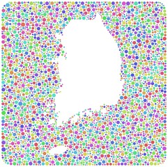 Map of South Korea in a mosaic of colored bubbles