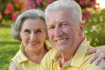 Senior couple outdoor in summer park