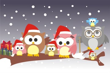 familia buho Navidad