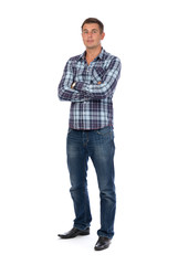 Friendly adult male with his arms folded smiling at the camera