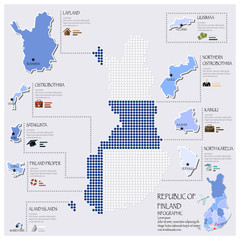 Dot And Flag Map Of Finland Infographic Design