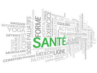Nuage de Mots-cl&eacute;s "SANTE" (m&eacute;decine exercice poids sport tags)