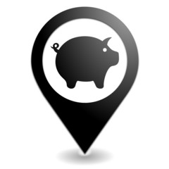 cochon sur symbole localisation noir
