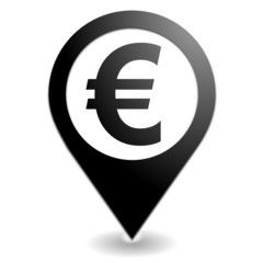 euro sur symbole localisation noir