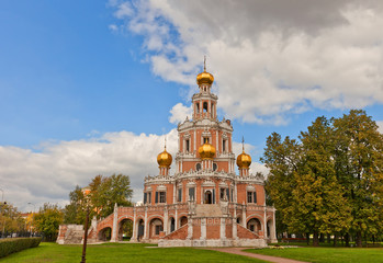 Fototapeta na wymiar Church of the Intercession at Fili (1694) in Moscow, Russia