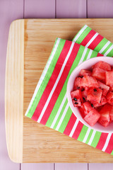 Slices of watermelon in pink plate