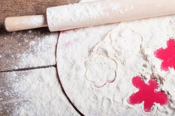 flowers of flour on wooden table