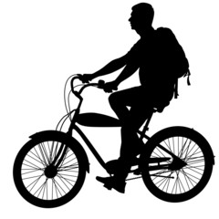 Silhouette of a cyclist male.