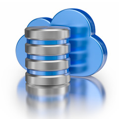 Metal icon database icon and blue glossy cloud