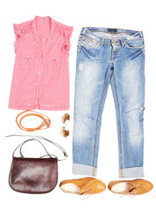Naklejka premium Outfit of clothes and woman accessories