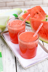 Juicy watermelon on table close-up