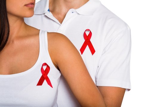 Couple supporting aids awareness together