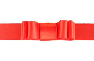 Obraz premium Red ribbon and red bow isolated on white