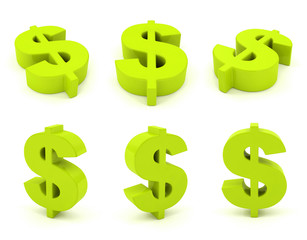 Set of 3D dollar sign