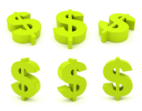 Set of 3D dollar sign