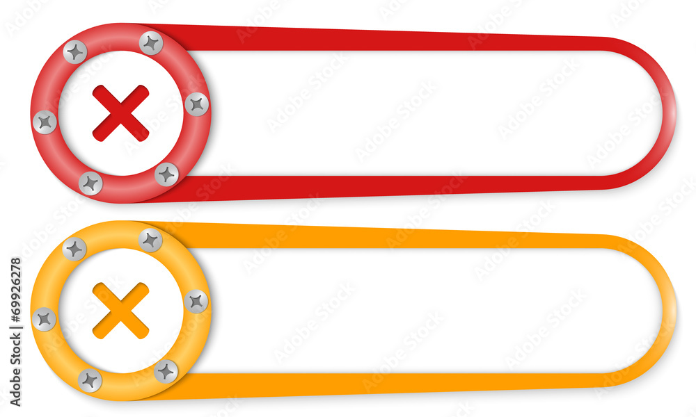 Poster set of two buttons with screws and multiplication symbol