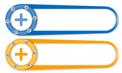 Obraz premium set of two buttons with screws and plus symbol