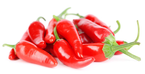 Red hot chili peppers isolated on white