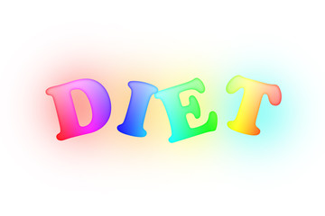 흰 바탕에 무지개 색을 입힌 다이어트 글자