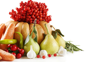 Fresh organic vegetables, isolated on white