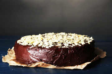 Tasty chocolate cake with almond,