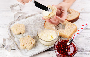 Cooking figured sandwiches close-up