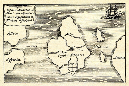 Kircher's map of the Atlantis (south at the top)