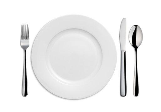 Dinner Plate, Knife,Spoon, and Fork