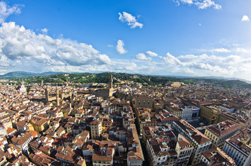 Fototapeta na wymiar Aerial panoramic view of Florence from a tower, Tuscany