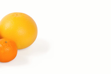 Fresh citrus fruit on a white background