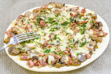 pizza, food, mushroom, cheese,  snack, gourmet, pastry