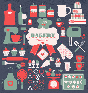 Bakery icons set. Vector elements for your design.