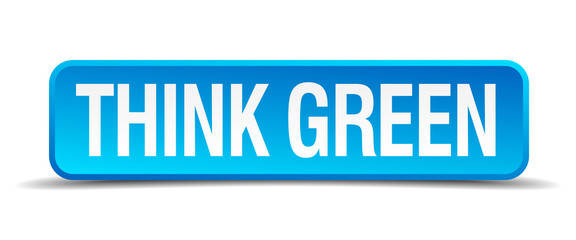 think green blue 3d realistic square isolated button
