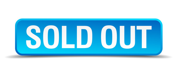 Sold out blue 3d realistic square isolated button