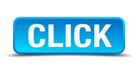 click blue 3d realistic square isolated button