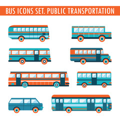 Bus icons set. Public transportation