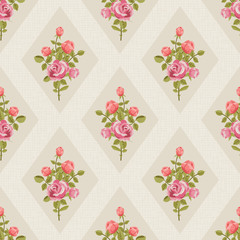 Retro seamless wallpaper with red roses