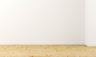 Naklejka premium 3D empty room wooden flooring